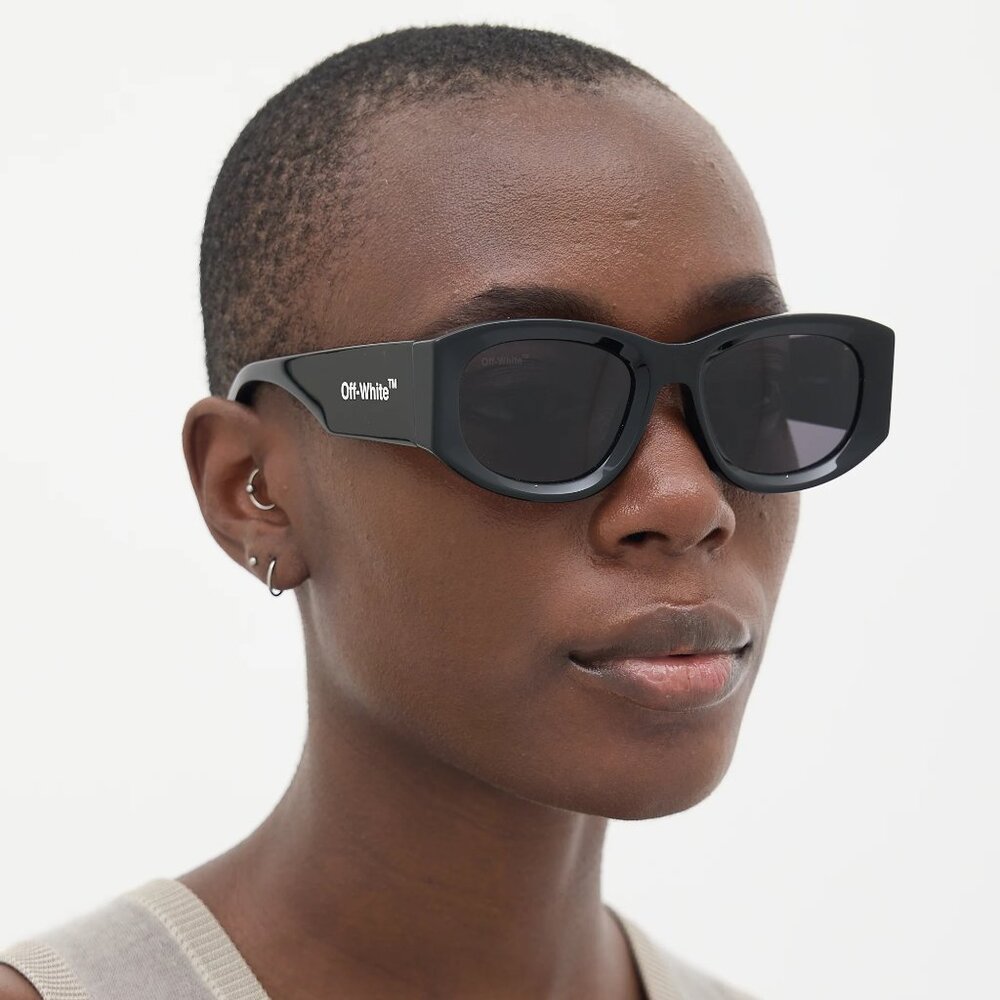 Off-White Men Sunglasses Black Grey Cat Eye OERI041 JOAN 1007 NEW AUTHENTIC - Picture 12 of 15